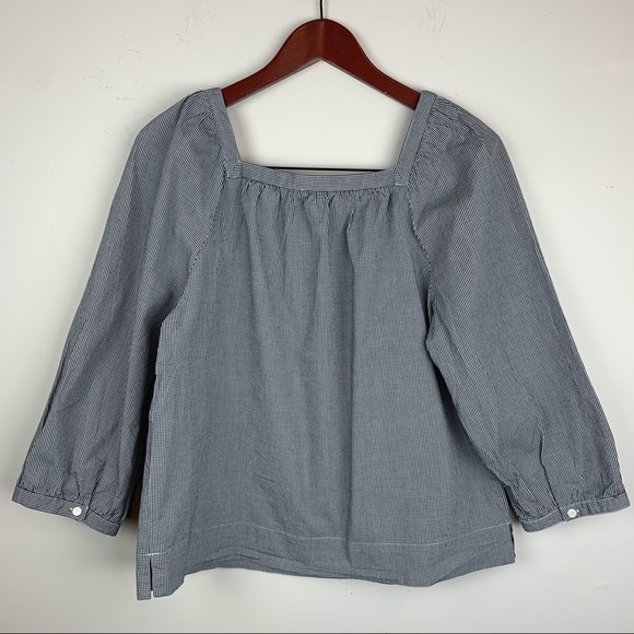 J. Crew square neck peasant top mini gingham print - Picture 3 of 4